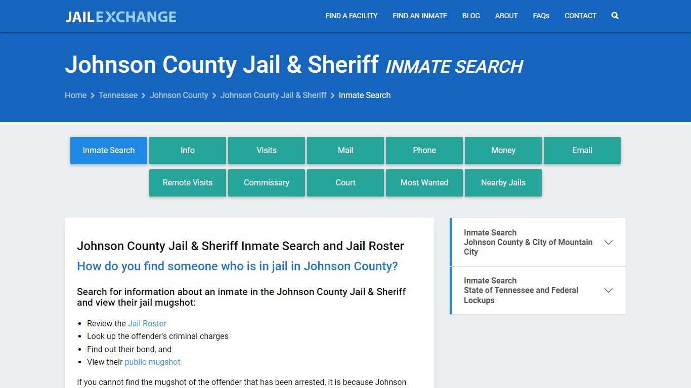 Johnson County Jail & Sheriff Inmate Search - Jail Exchange